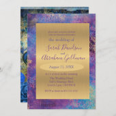 Peacock Blue Paars Abstract goudhuwelijk Kaart (Voorkant / Achterkant)