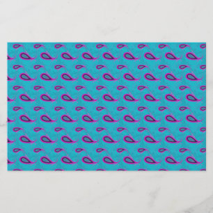 Peacock Blue Paisley Briefpapier
