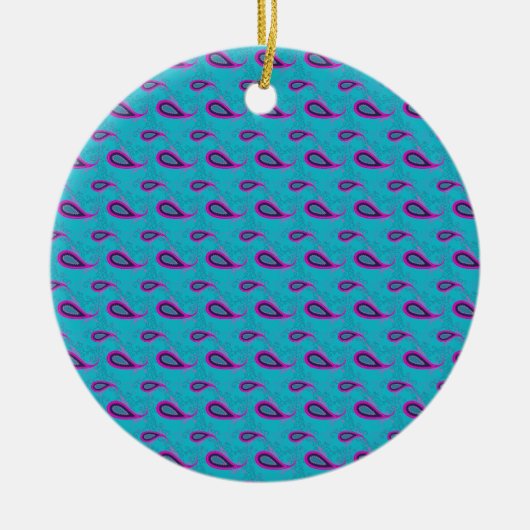 Peacock Blue Paisley Keramisch Ornament (Voorkant)