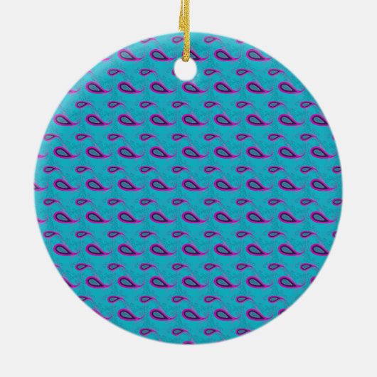 Peacock Blue Paisley Keramisch Ornament (Achterkant)