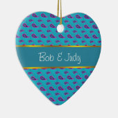 Peacock Blue Paisley Keramisch Ornament (Rechts)