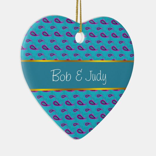 Peacock Blue Paisley Keramisch Ornament (Rechts)