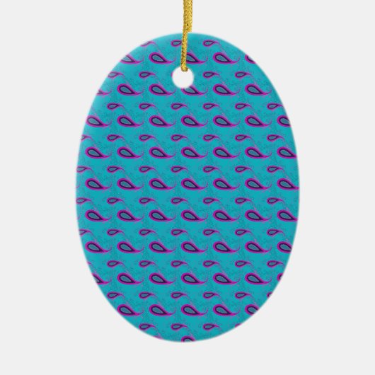 Peacock Blue Paisley Keramisch Ornament (Voorkant)
