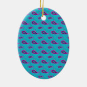 Peacock Blue Paisley Keramisch Ornament (Achterkant)