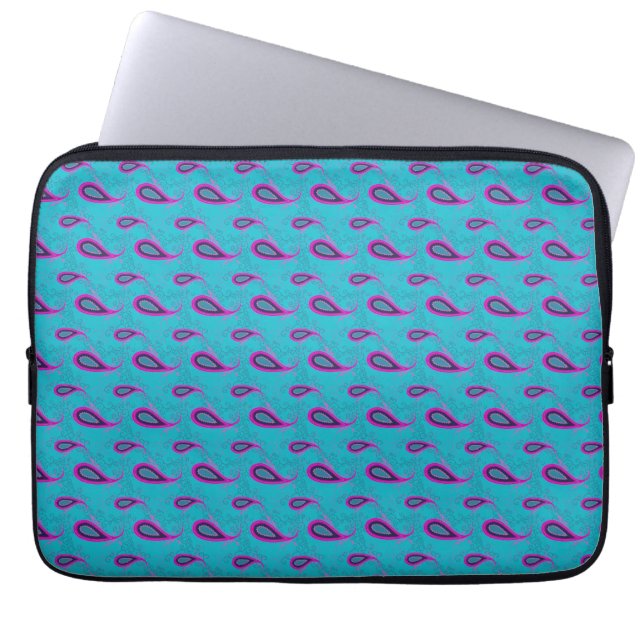 Peacock Blue Paisley Laptop Sleeve (Voorkant)