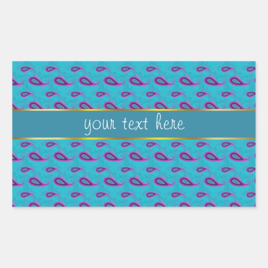 Peacock Blue Paisley Rechthoekige Sticker (Voorkant)