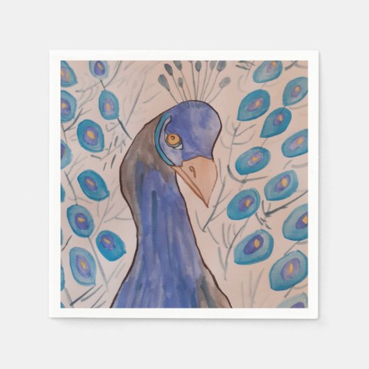 Peacock Blue Paper Napkins Servet (Voorkant)
