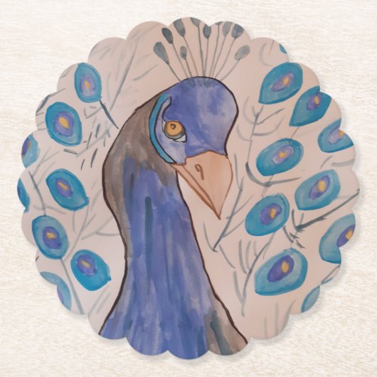 Peacock Blue Paper Onderzetter (Voorkant)