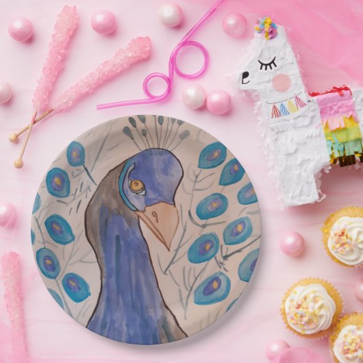 Peacock Blue Papieren Bordje (Feest)