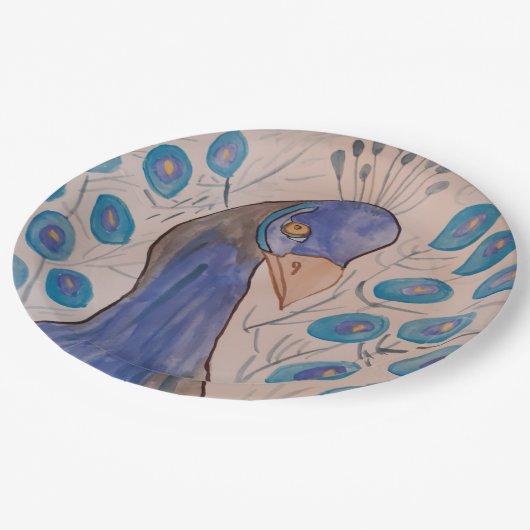 Peacock Blue Papieren Bordje (Gekanteld)