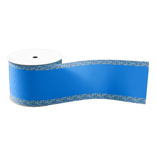 Peacock Blue Patterned Grosgrain Ribbon Lint (Spoel)