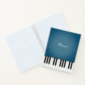 Peacock Blue Piano Music-toetsenbord Aangepast Not Notitieboek (Binnen)