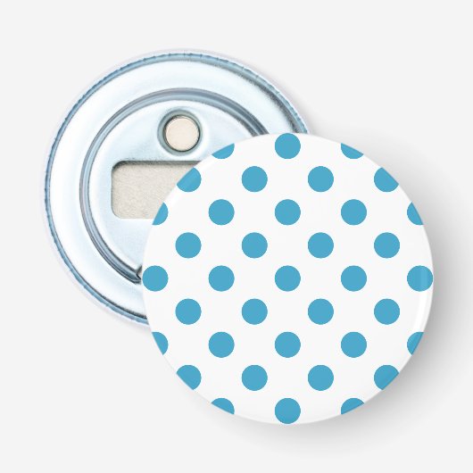 Peacock Blue Polka Dots Circles Button Flesopener (Voorkant)