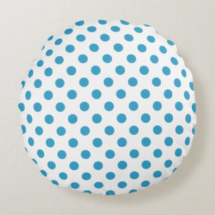 Peacock Blue Polka Dots Circles Rond Kussen