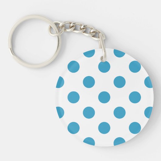 Peacock Blue Polka Dots Circles Sleutelhanger (Voorkant)
