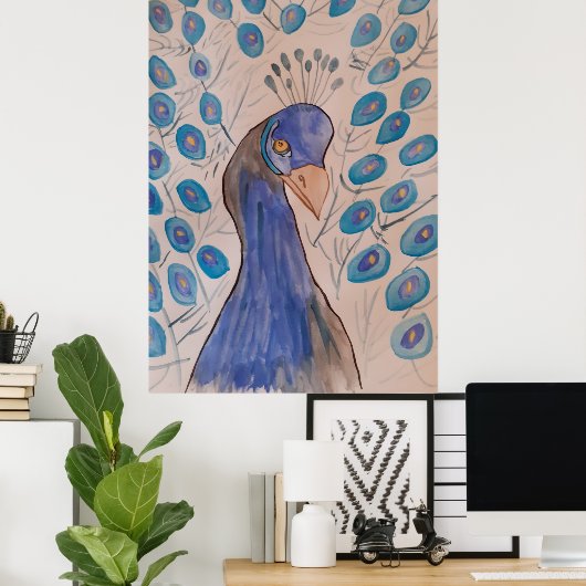 Peacock Blue Poster (Thuiskantoor)