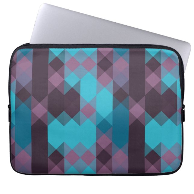 peacock blue, purple, topaz blue and thunder laptop sleeve (Voorkant)