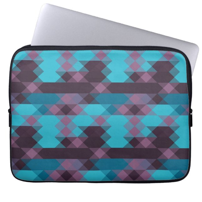 peacock blue, purple, topaz blue and thunder laptop sleeve (Voorkant)