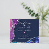 Peacock Blue Roze Agate Wedding Invite BUDGET (Staand voorkant)