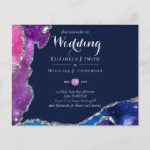 Peacock Blue Roze Agate Wedding Invite BUDGET (Voorkant)