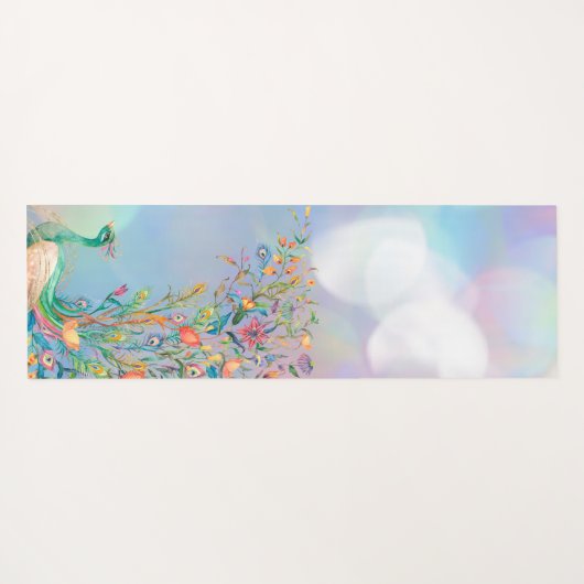 Peacock Blue Roze Yoga Mat (Achterkant (horizontaal))