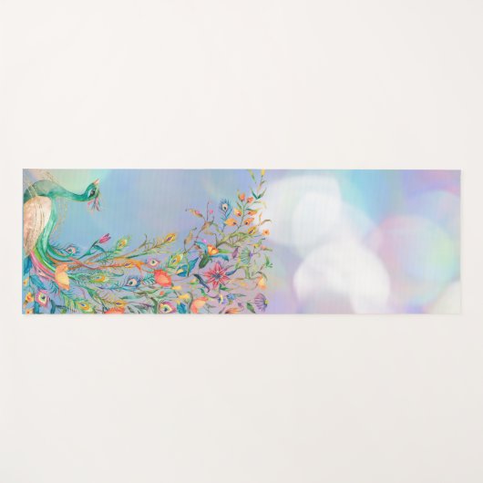 Peacock Blue Roze Yoga Mat (Voorkant (horizontaal))