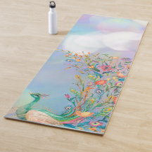 Peacock Blue Roze Yoga Mat