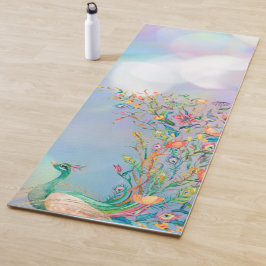Peacock Blue Roze Yoga Mat