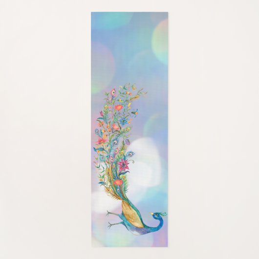 Peacock Blue Roze Yoga Mat (Voorkant)