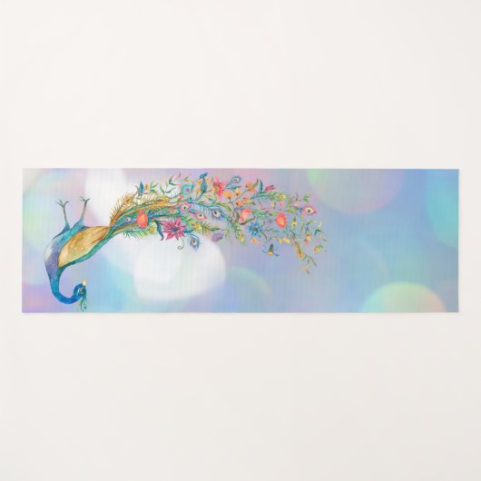 Peacock Blue Roze Yoga Mat (Voorkant (horizontaal))