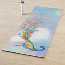 Peacock Blue Roze Yoga Mat
