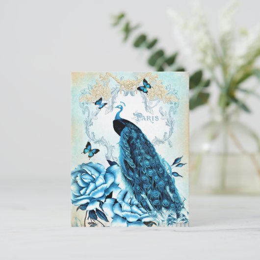  Peacock Blue Rozen vlinder Briefkaart (Staand voorkant)