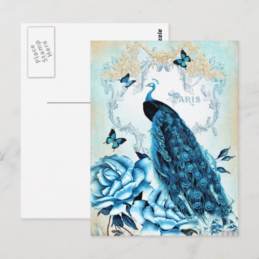  Peacock Blue Rozen vlinder Briefkaart (Voorkant / Achterkant)