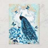  Peacock Blue Rozen vlinder Briefkaart (Voorkant)