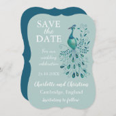 Peacock Blue Save the Date (Voorkant / Achterkant)