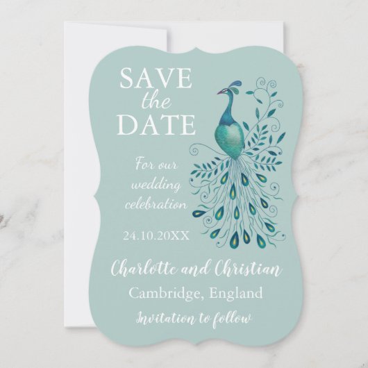 Peacock Blue Save the Date (Voorkant)
