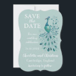 Peacock Blue Save the Date<br><div class="desc">Mooie elegante pauw redt de date.. overeenkomende trouwuitnodigingen beschikbaar in mijn winkel.</div>