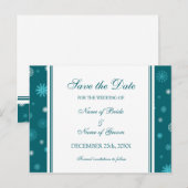 Peacock Blue Save the Date Winter Wedding Briefkaa Aankondigingskaart (Voorkant / Achterkant)