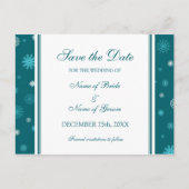 Peacock Blue Save the Date Winter Wedding Briefkaa Aankondigingskaart (Voorkant)