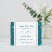 Peacock Blue Save the Date Winter Wedding Briefkaa Aankondigingskaart (Staand voorkant)