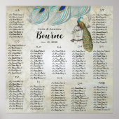 Peacock Blue Silver Seating Chart 12 Tabellen Poster (Voorkant)