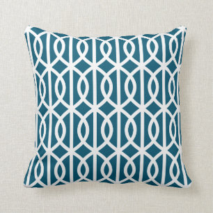 Peacock Blue Trellis Pillow Kussen