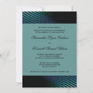 Peacock Blue Wedding Invitation Kaart