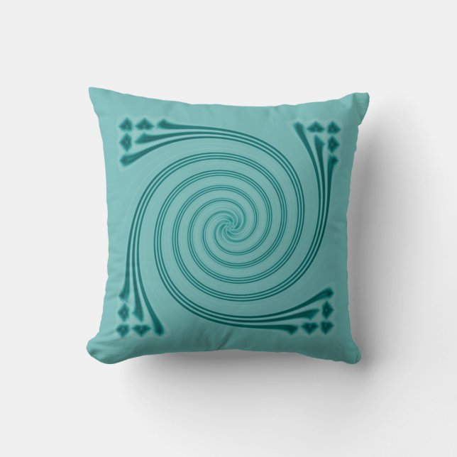 Peacock Blue Whirligig Pillow van Janz Kussen (Voorkant)