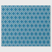 Peacock Blue White XL Moroccan Quatrefoil #7DS Cadeaupapier (Vlak)