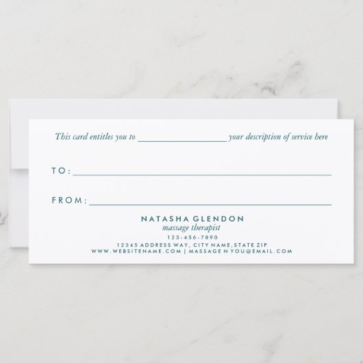 Peacock Blue Zen Mandala Gift Certificates (Achterkant)