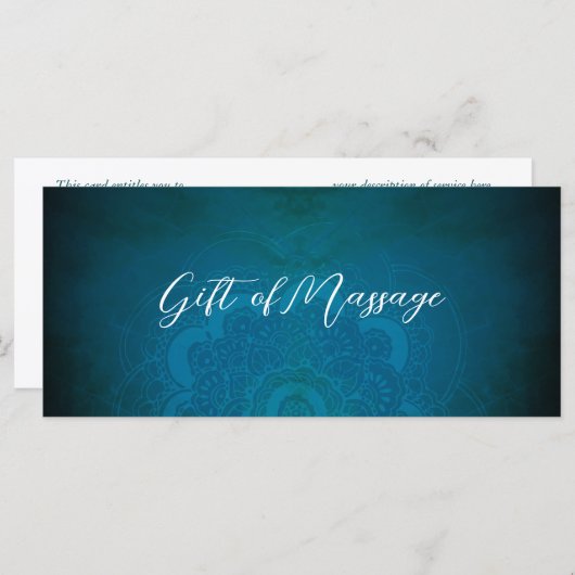 Peacock Blue Zen Mandala Gift Certificates New (Voorkant / Achterkant)