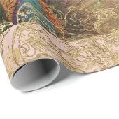 Peacock Blush Pink Peony Floral Gold Decoupage Cadeaupapier (Rol Hoek)