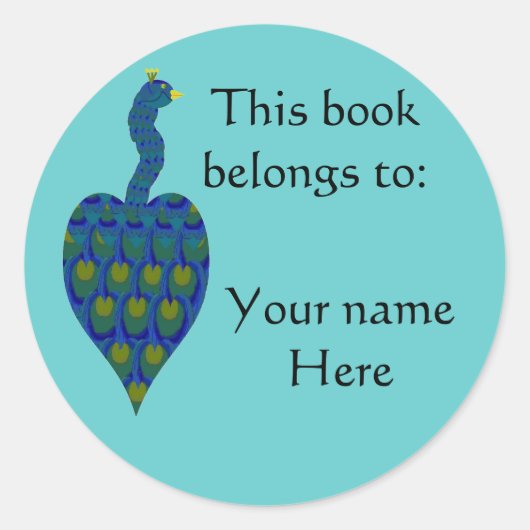 Peacock, Boek Bord Ronde Sticker (Voorkant)