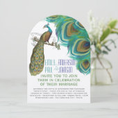 Peacock Boho Bohemian Feathers met Peacock Kaart (Staand voorkant)